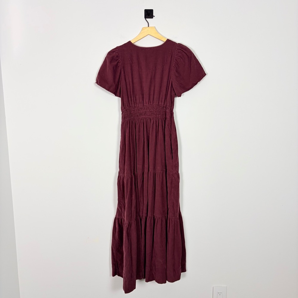 Anthropologie Somerset Maxi Dress Corduroy Edition Burgundy Wine Red S OB1790773 - Picture 8 of 9